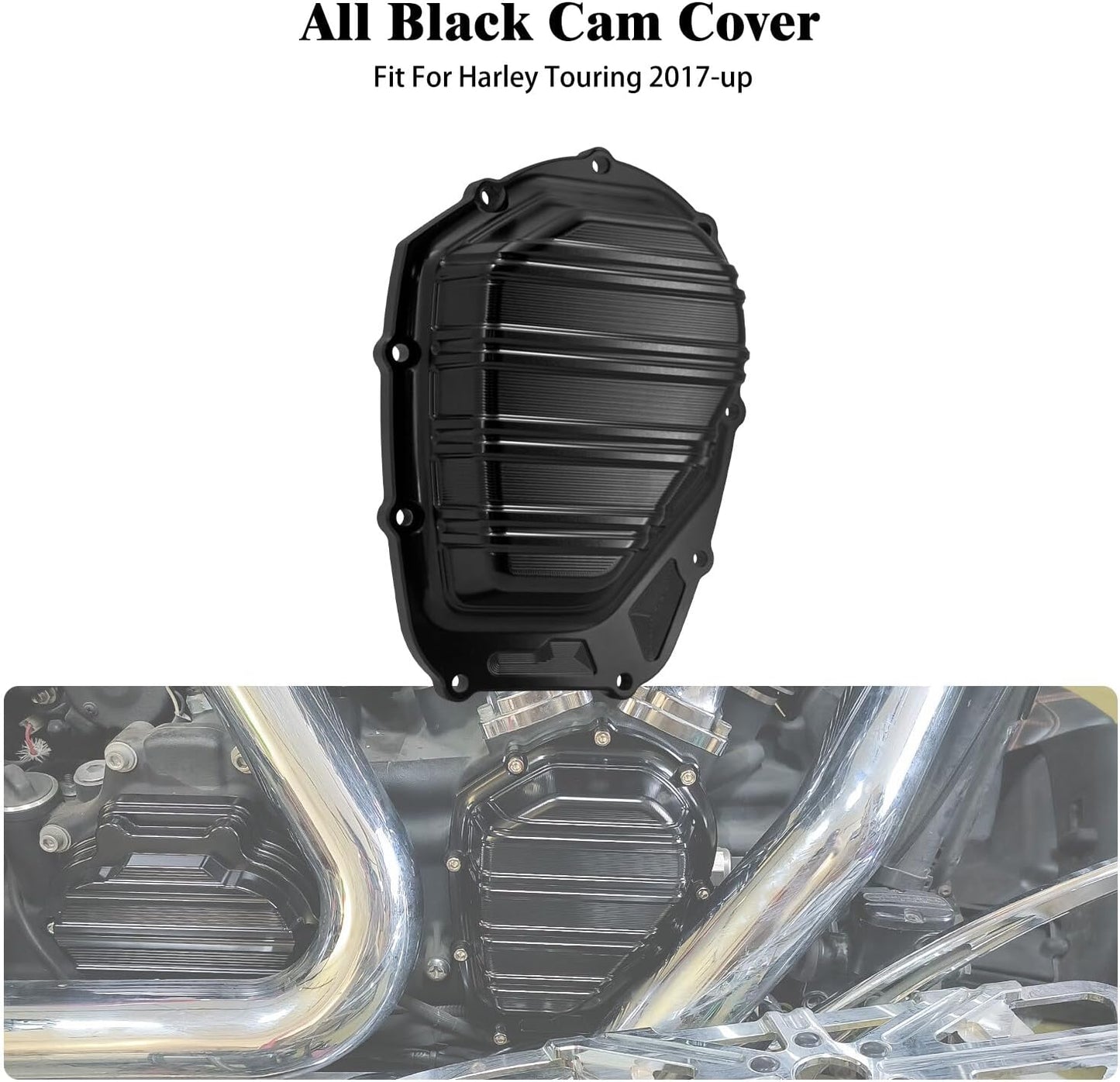 ya 2 8.15 Black Side Cam Engine Cover Fit for Harley Touring Road Electra Glide 2017-2023