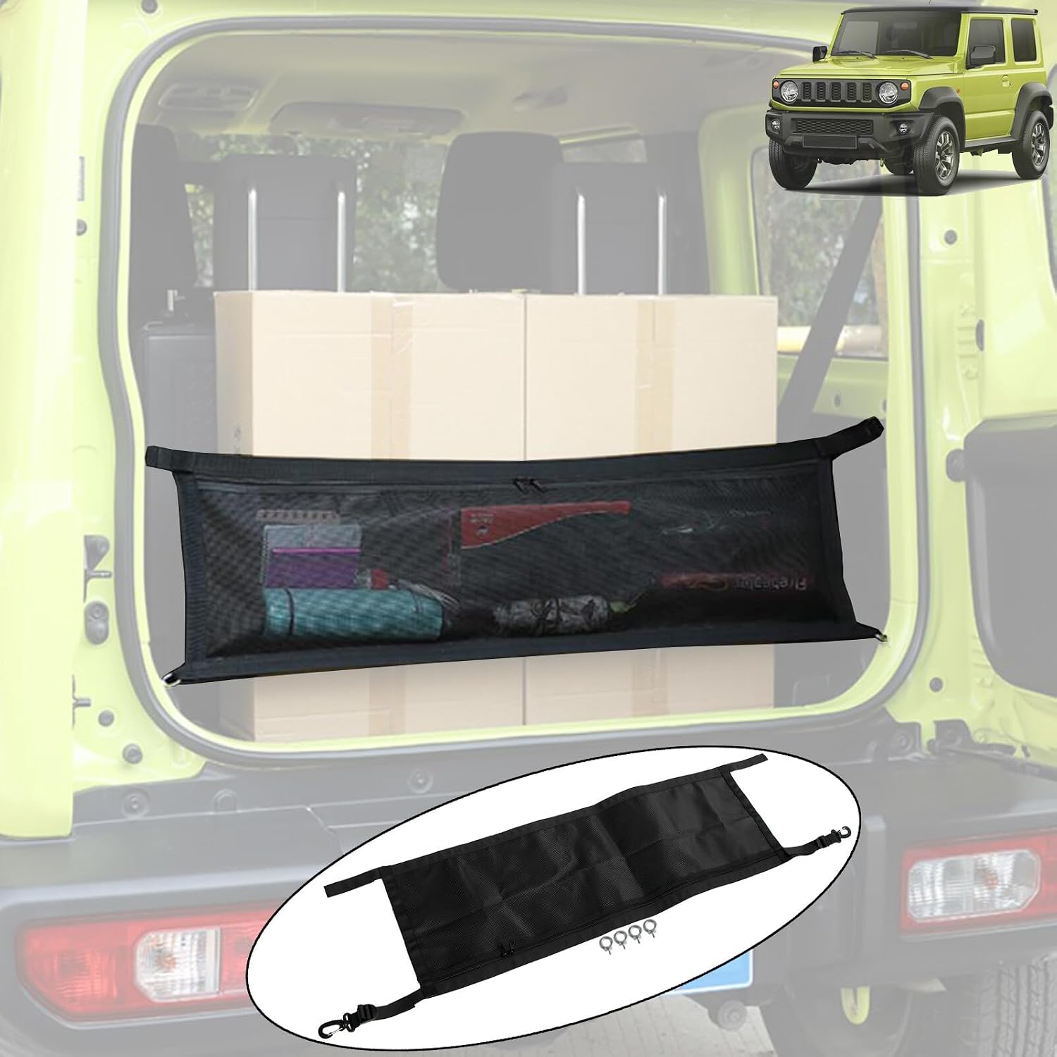 ya 2 8.15 Boot Floor Cargo Tailgate Net Mesh Luggage Hook for Suzuki for Jimny for Sierra 2019-23