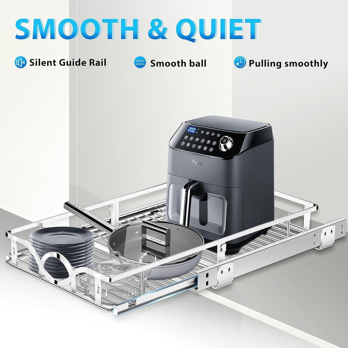 ya 26 10.21 baidi Pull Out Organizer (14 W x 21 D) 2 Pack - Slide Out Shelves for Kitchen