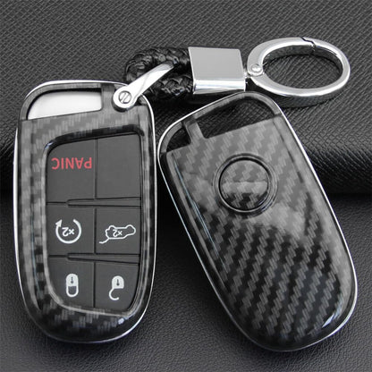 ya 4 8.24 baidi Carbon Fiber Look Car Key Case Cover Holder for Jeep for Dodge for Chrysler Accessories