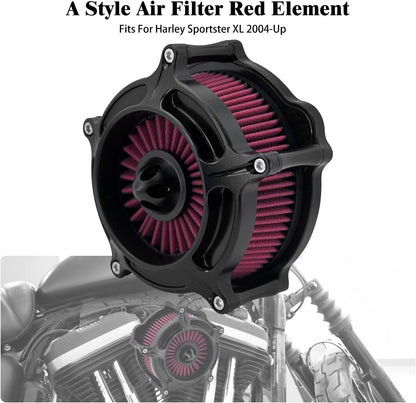ya 5 8.10 Matt Black Spike Air Filter Red Intake for Harley Sportster 883 1200 48 72 04-22
