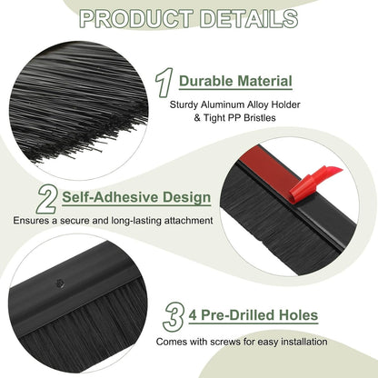 ya 26 10.21 baidi Door Sweep Brush Sweeps 4.7 Black PP Brush 39L x 5.7W -H-Shape(2 Pcs, Black)