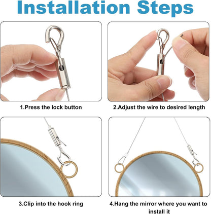 ya 26 10.21 baidi 2 Pcs 2m x 1.5mm Heavy Duty Adjustable Picture Hanging Wire Kit with Loop & Hook