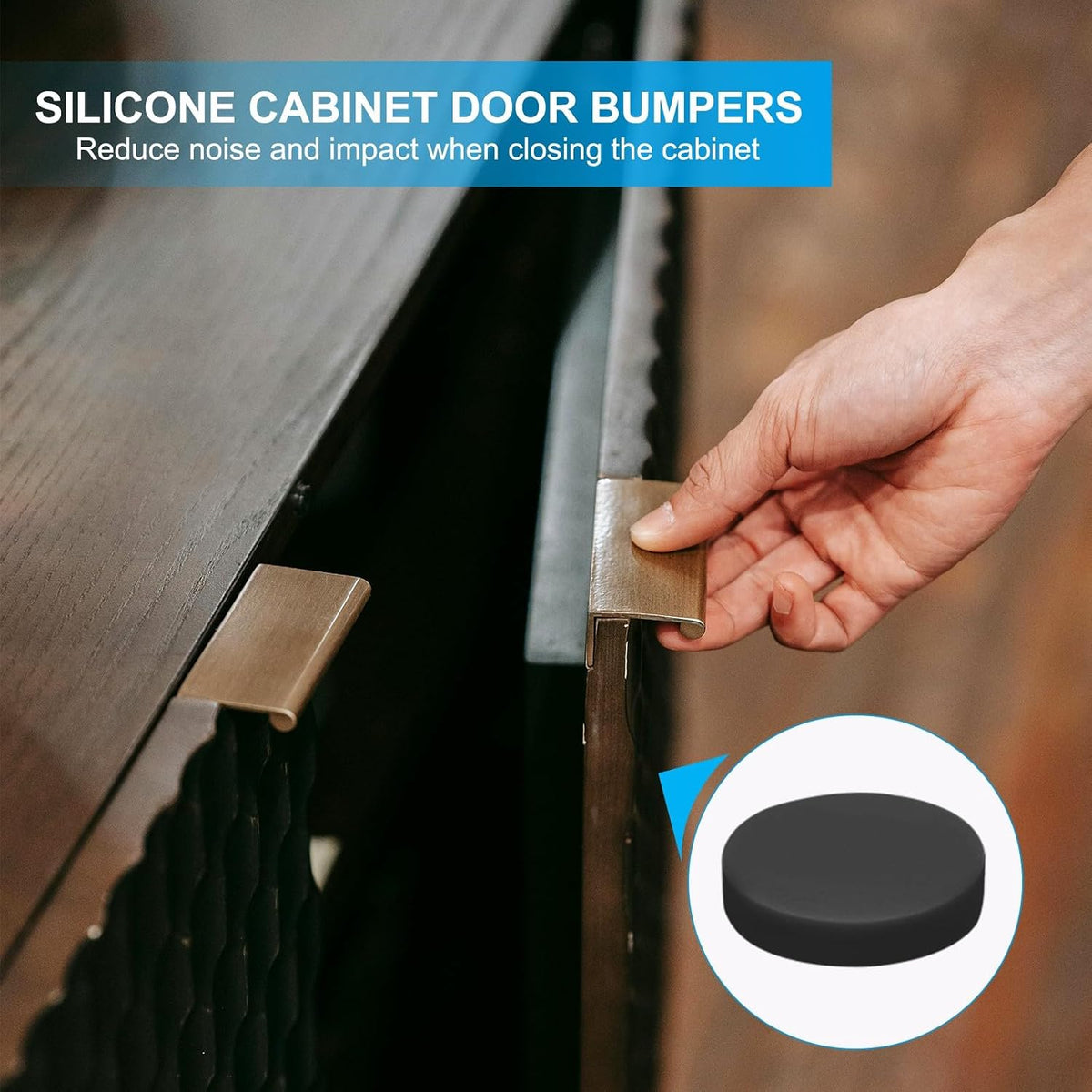 ya 26 10.21 baidi 0.39 Diameter Cabinet Door Bumpers, 100 Pcs Door Stoppers, Black