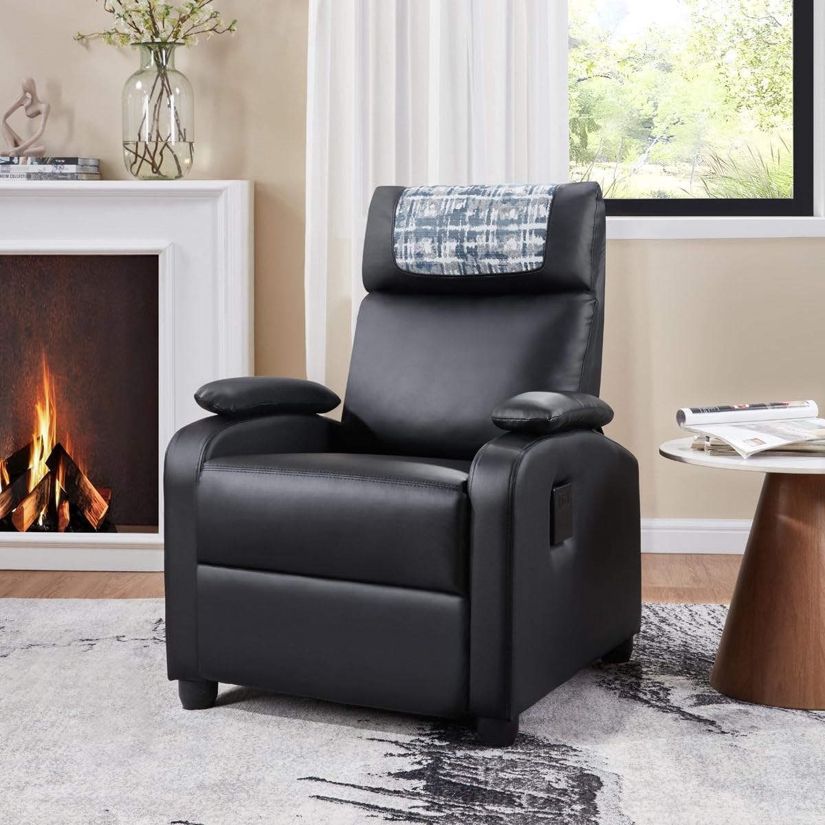 ya 28 10.13 baidi Traditional Black Recliner