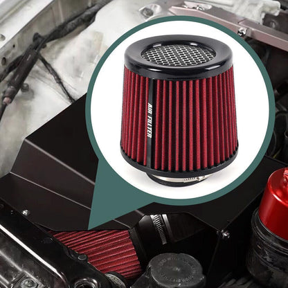 ya 13 9.15 baidi New Red 3 76mm High Flow Inlet Cold Air Intake Cone Replacement Dry Air Filter