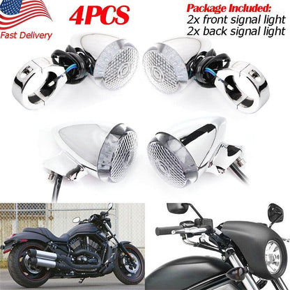 ya 4 8.14 Motorcycle Turn Signal Blinker LED Light 39mm Clamp Chrome For Harley Davidson
