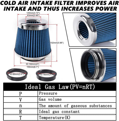 ya 13 9.15 baidi High Flow Inlet Dry Air Filter Cold Air Intake Cone Replacement Blue 3/3.5/4