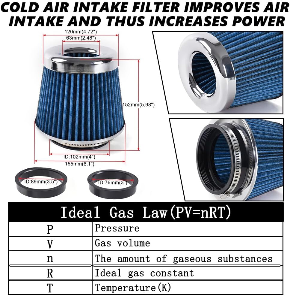 ya 13 9.15 baidi BLUE High Flow Per for MAN ce Cold Air Intake Air Filter 3, 3.5, 4 In, 5 Tall