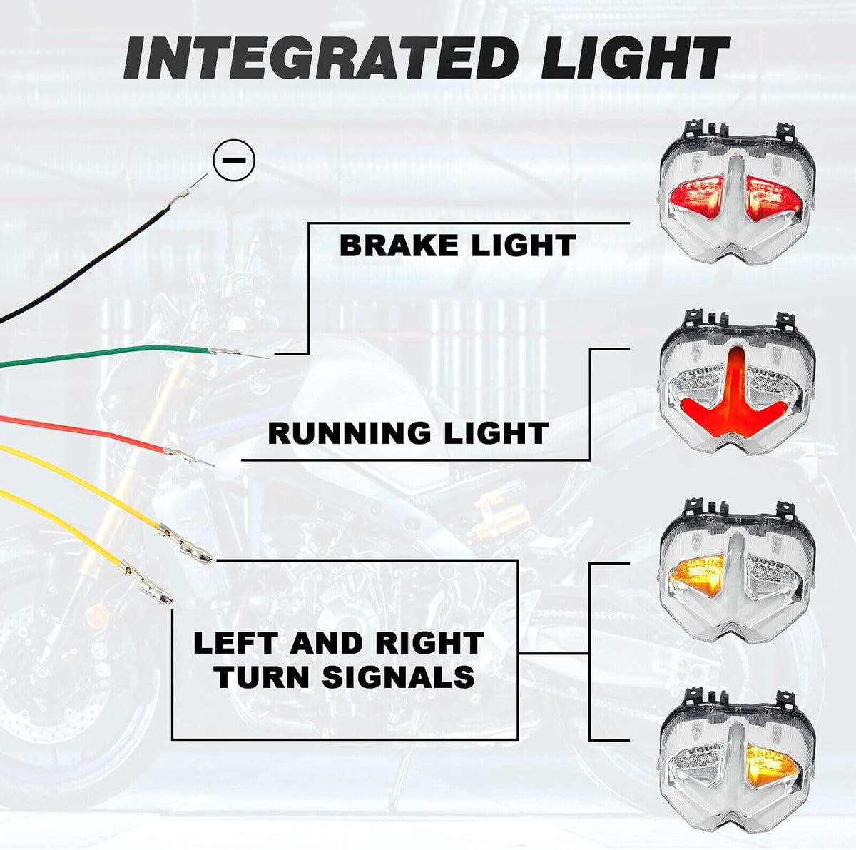 ya 4 8.14 LED Tail Brake Lights Turn Signal Integrated for Yamaha MT-09/MT09 SP 2021-2022