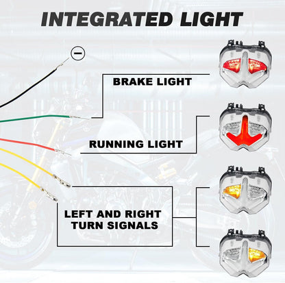 ya 4 8.14 LED Tail Brake Lights Turn Signal Integrated for Yamaha MT-09/MT09 SP 2021-2022