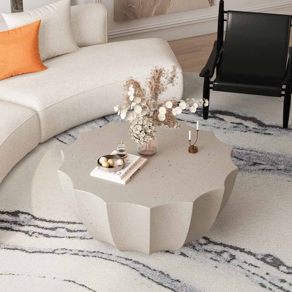 ya 28 10.13 baidi 35.43 Modern Coffee Table - Waterproof MgO Cement for Indoor/White