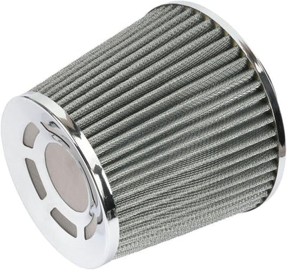 ya 13 9.15 baidi 3 76mm High Flow Inlet Cold Air Intake Cone Replacement Dry Air Filter Silver