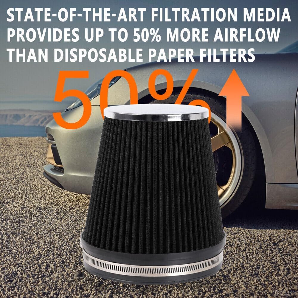 ya 13 9.15 baidi 7in Tall 6 152mm Inlet Truck Air Intake Cone Replacement Black Dry Air Filter