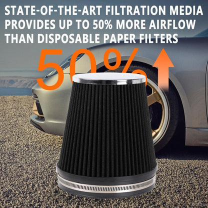 ya 13 9.15 baidi 7in Tall 6 152mm Inlet Truck Air Intake Cone Replacement Black Dry Air Filter
