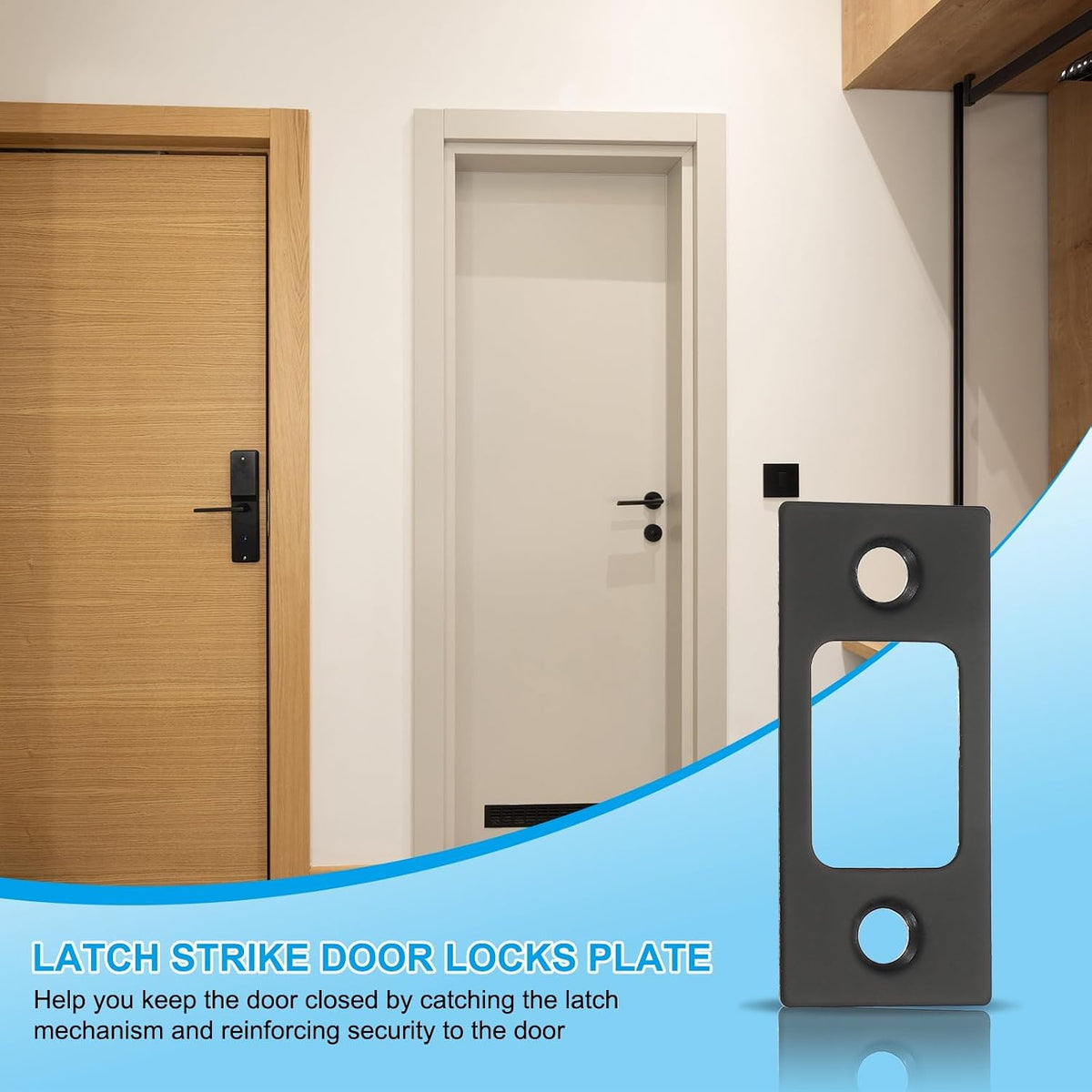 ya 26 10.21 baidi 4 Pcs Door Strike Plates Right Angle Strike Latch Strike Door Locks Plate Black
