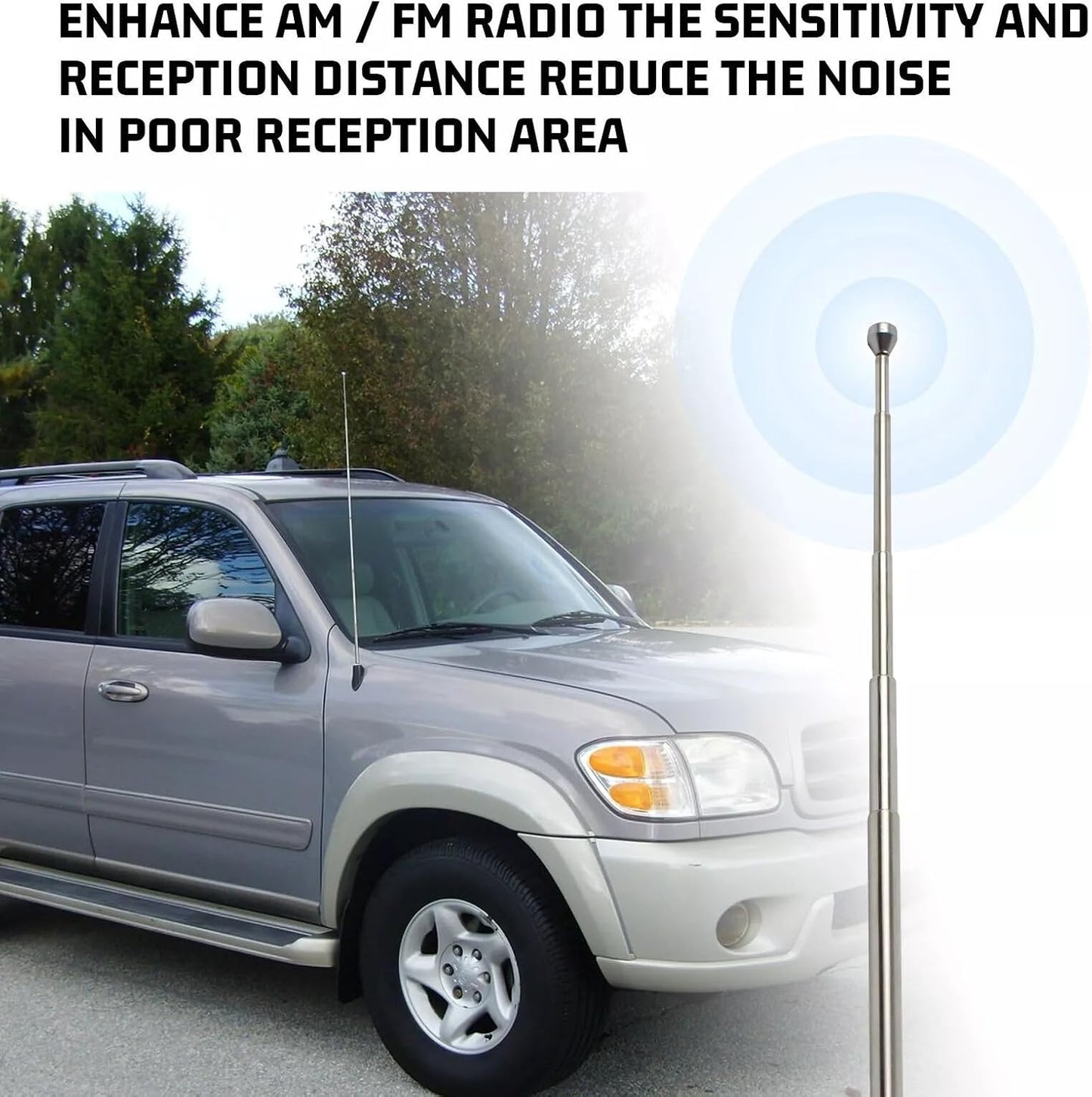 ya 6 8.24 baidi Adjustable Power Antenna Mast Chrome for Toyota Sequoia 2001-2007 86337-AF011