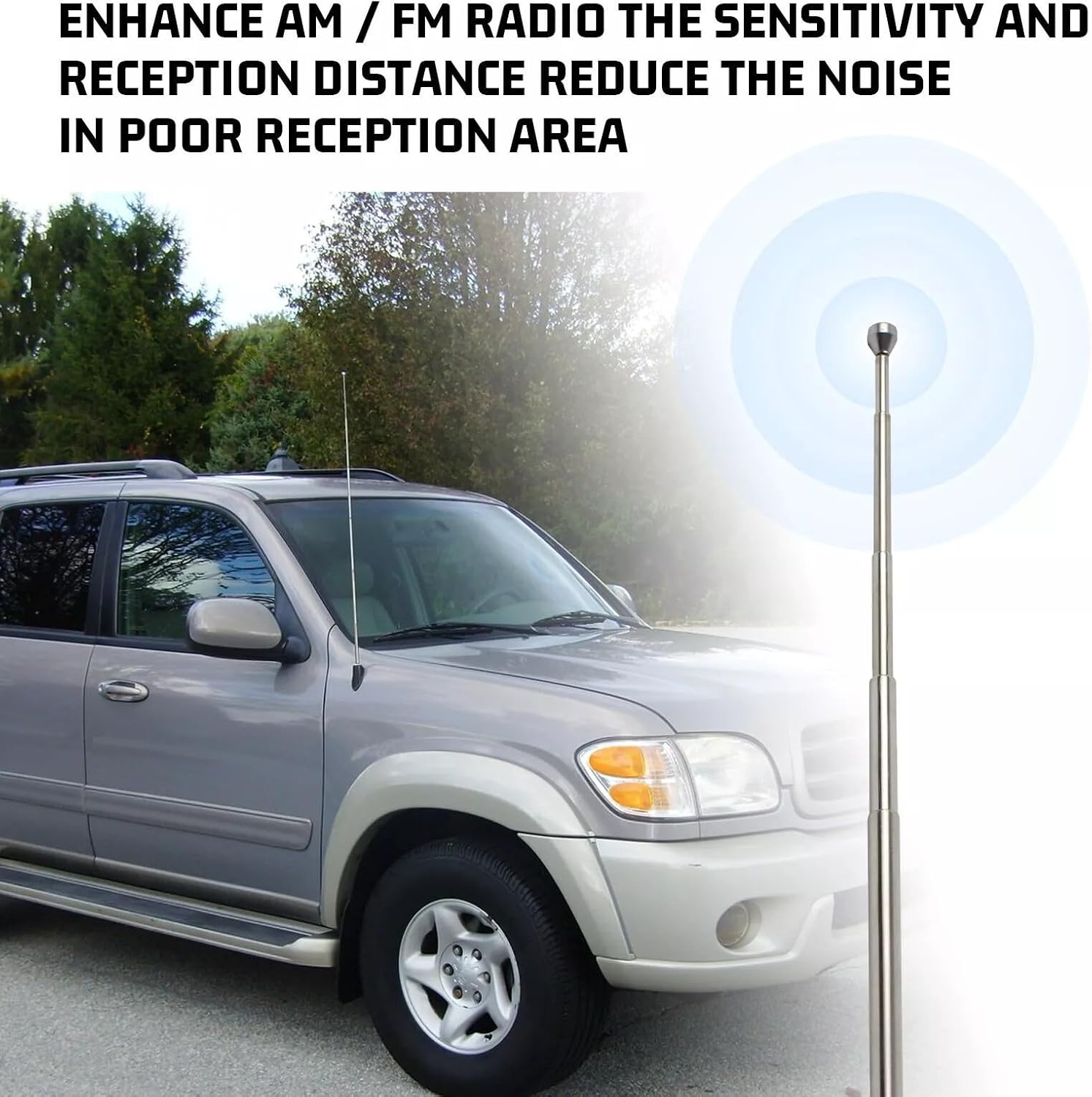 ya 6 8.24 baidi Adjustable Power Antenna Mast Chrome for Toyota Sequoia 2001-2007 86337-AF011