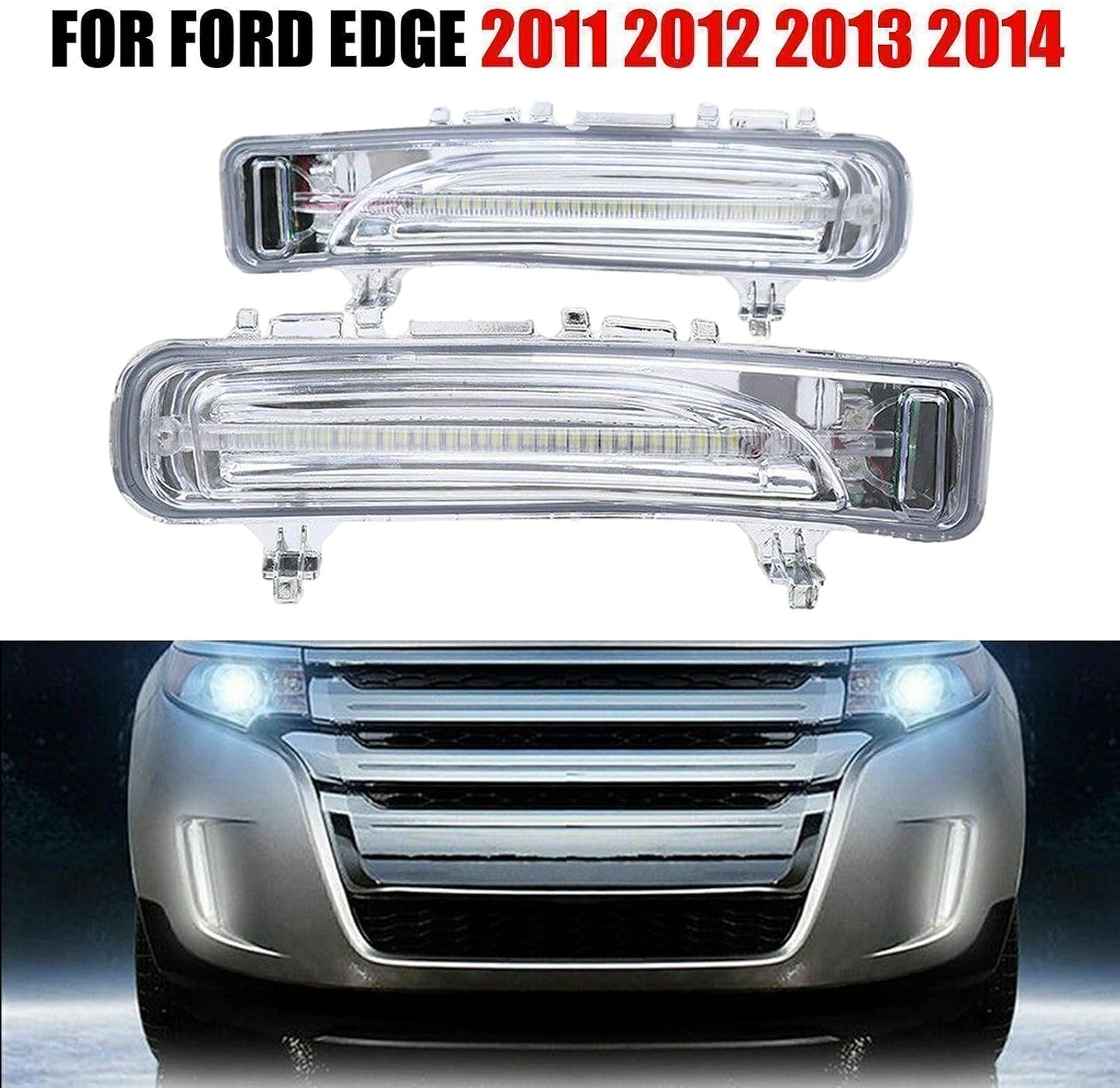 ya 3 8.24 baidi 2 Pack Front LED Fog Light Daytime Running Lights for Ford Edge 2011 2012 2013 2014