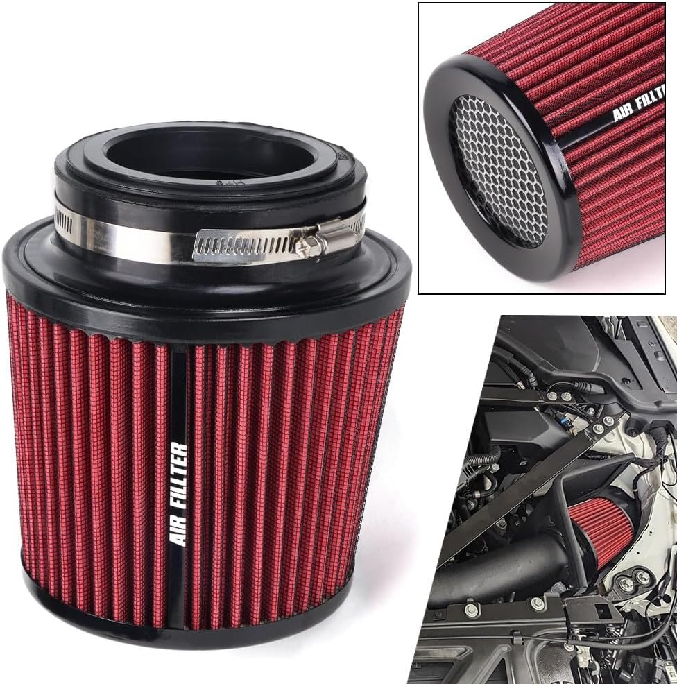 ya 13 9.15 baidi 3 3.5 4 Cold Air Intake Filter Inlet 3 Sizes in 1 6.5 Tall Red Universal