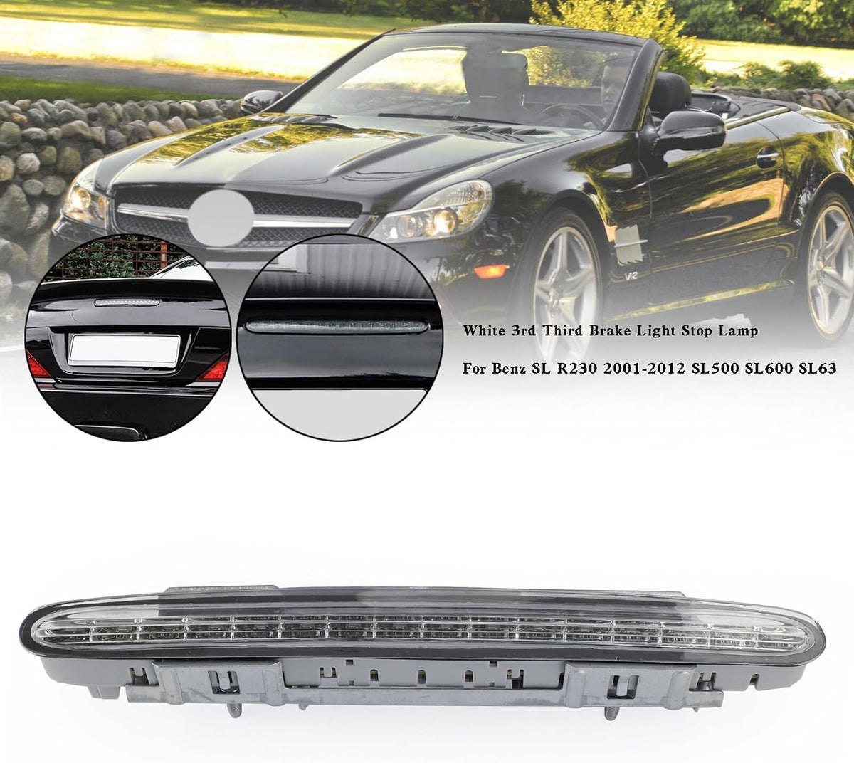 ya 10 9.16 zhengce White 3rd Third Brake Light Stop Lamp for Benz SL R230 01-2012 SL500 SL600