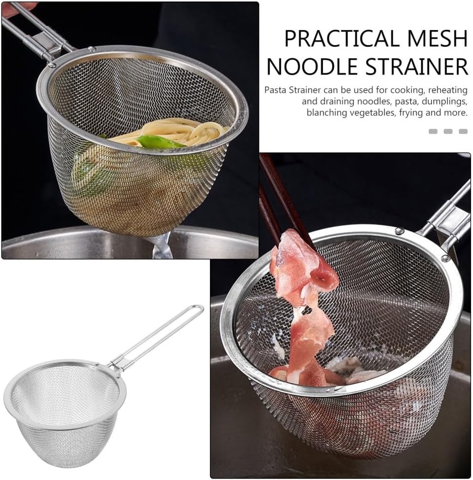ya 14 9.20 baidi Stainless Steel Colander Pasta Strainer with Handle Noodle Spoon-1