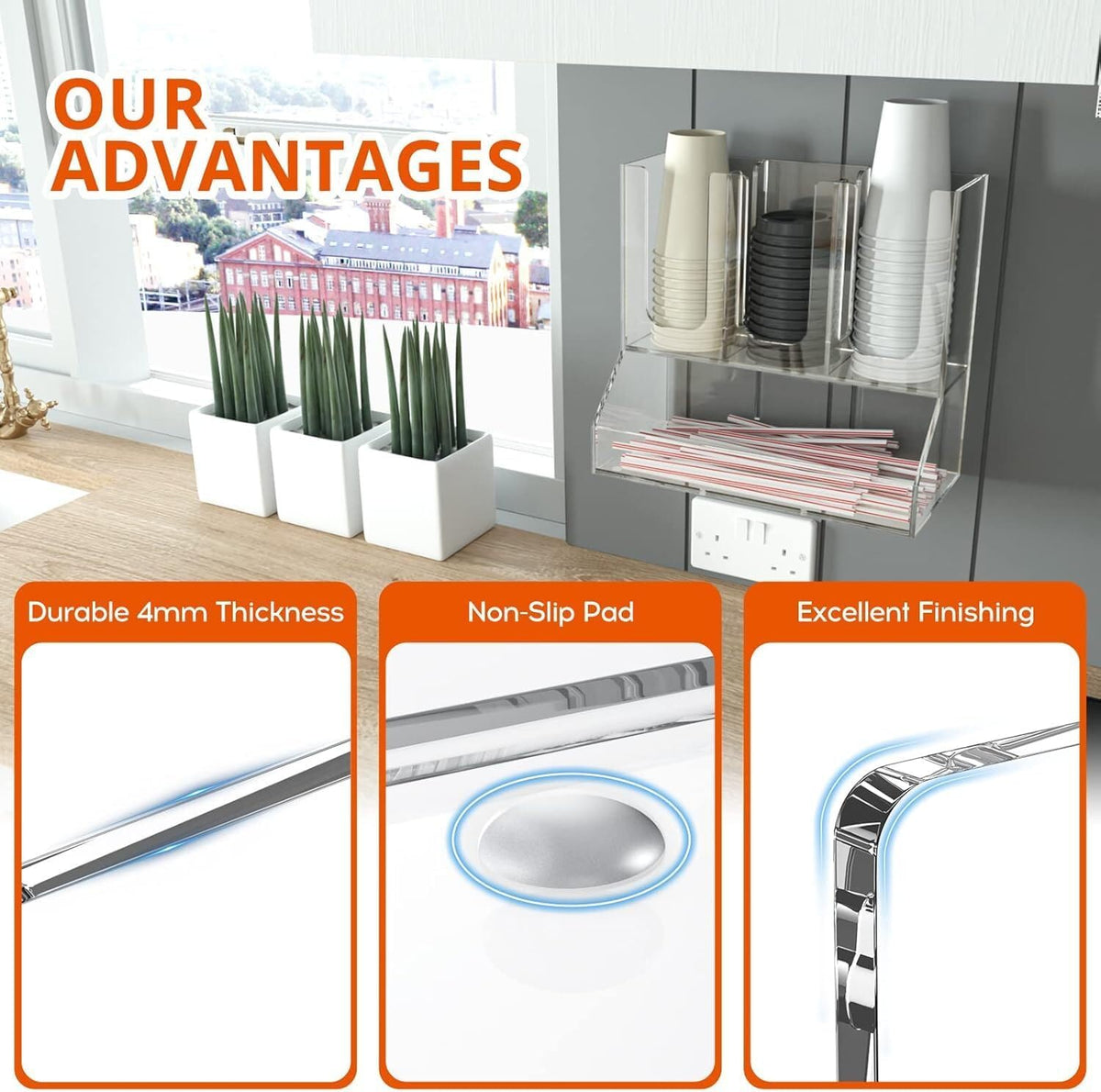 ya 26 10.21 baidi Cup and lid organizer, 6 compartments with 2 removable dividers