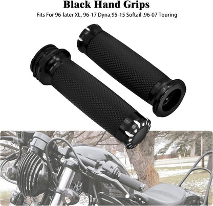 ya 6 8.24 baidi 1 Black Handle Bar Hand Grips for Harley Touring Dyna Softail Sportster 95-2022