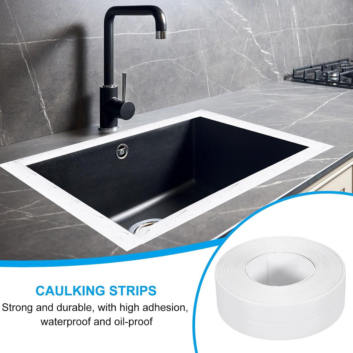 ya 14 9.20 baidi Caulk Tape 0.9 x 10.5 Ft, Self Adhesive Sealing Tape Waterproof White-1
