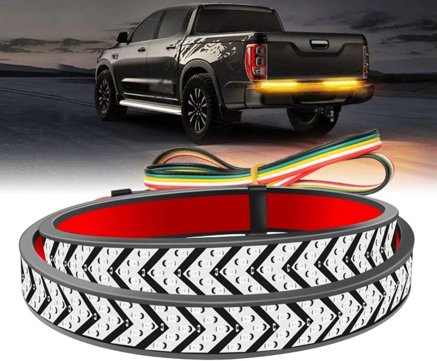ya 4 8.24 baidi 60 inch Truck Tailgate Light Bar DC 12V Function Red/Yellow LED Light Strip