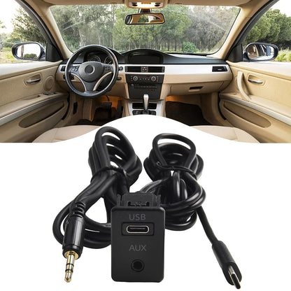 ya 23 10.7 baidi AUX & Type C Panel Socket Adapter for Vehicle Dashboard 145cm Long Cable