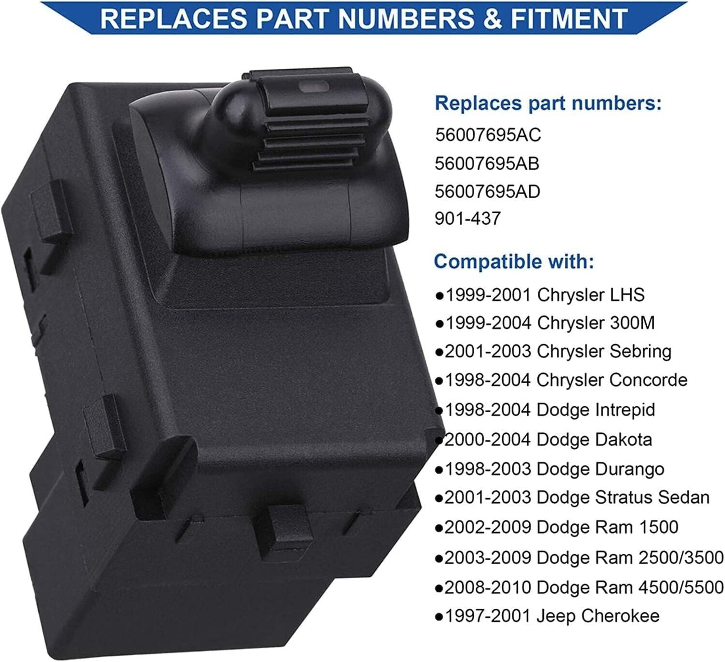 ya 8 8.24 baidi Pack for Dodge for Ram 1500 2500 3500 Passenger Side Power Window Switch 56007695AC 