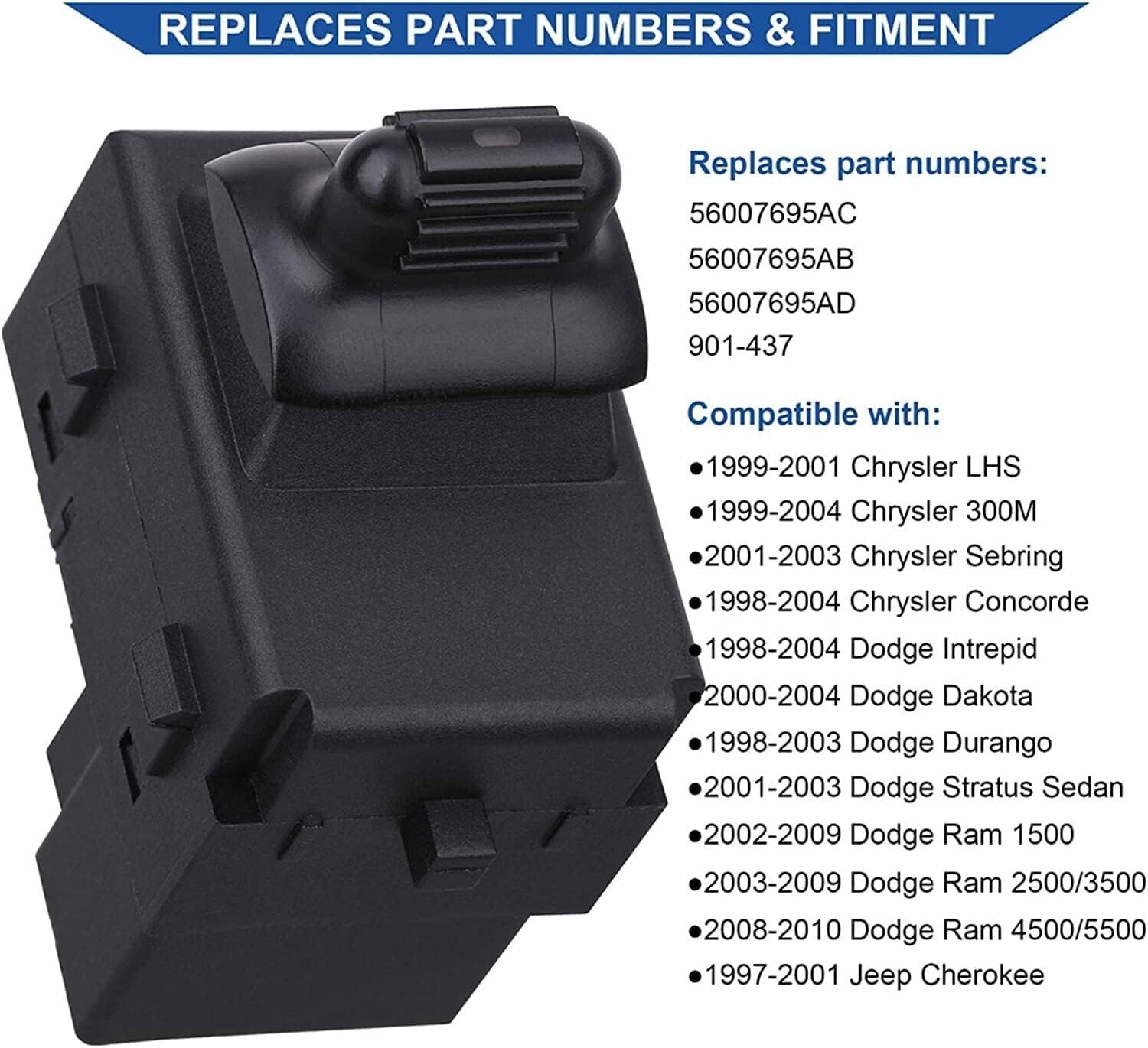 ya 8 8.24 baidi Pack for Dodge for Ram 1500 2500 3500 Passenger Side Power Window Switch 56007695AC 
