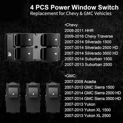 ya 3 8.24 baidi for 07-13 for Chevy Silverado Gmc Driver Side & Passenger Master Power Window Switch