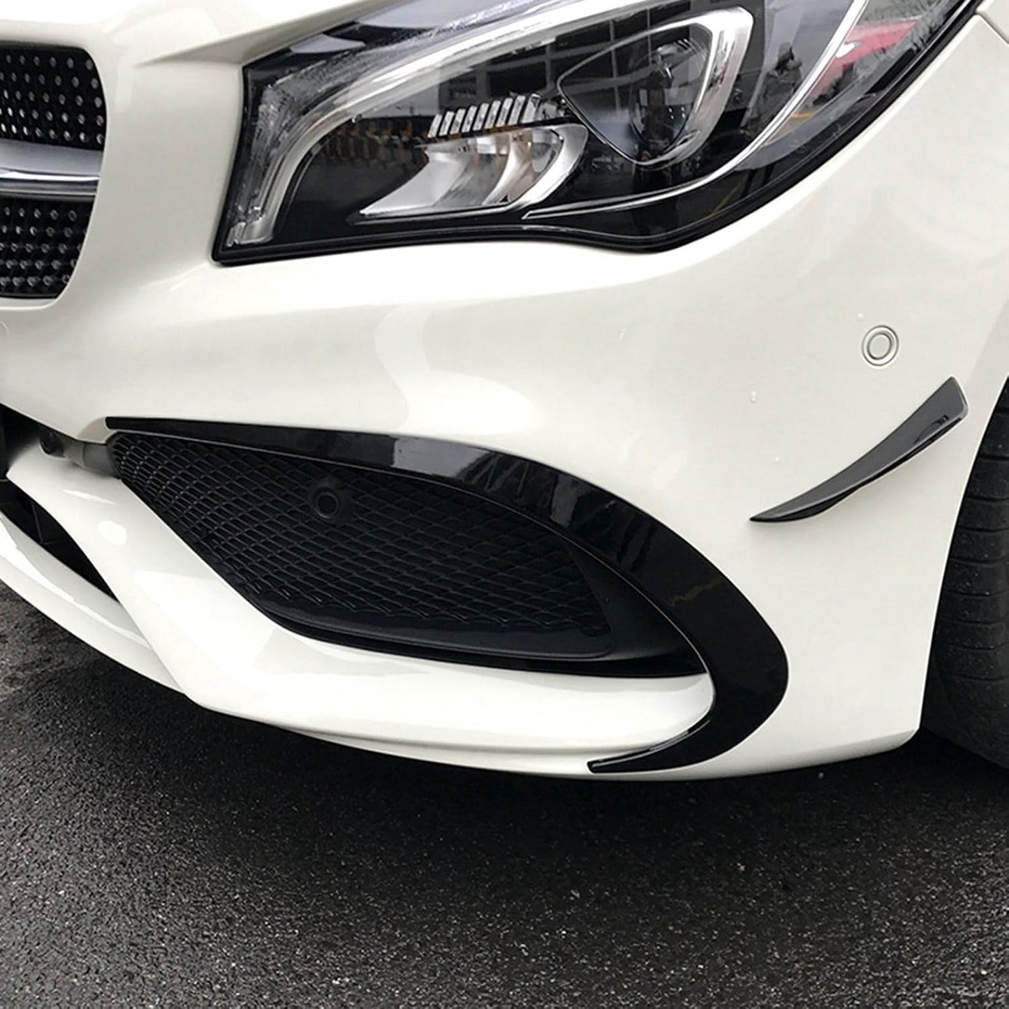 ya 2 8.15 Front Bumper Side Canards Fin Cover Trims for Benz CLA CLA200 220 250 2016-2019