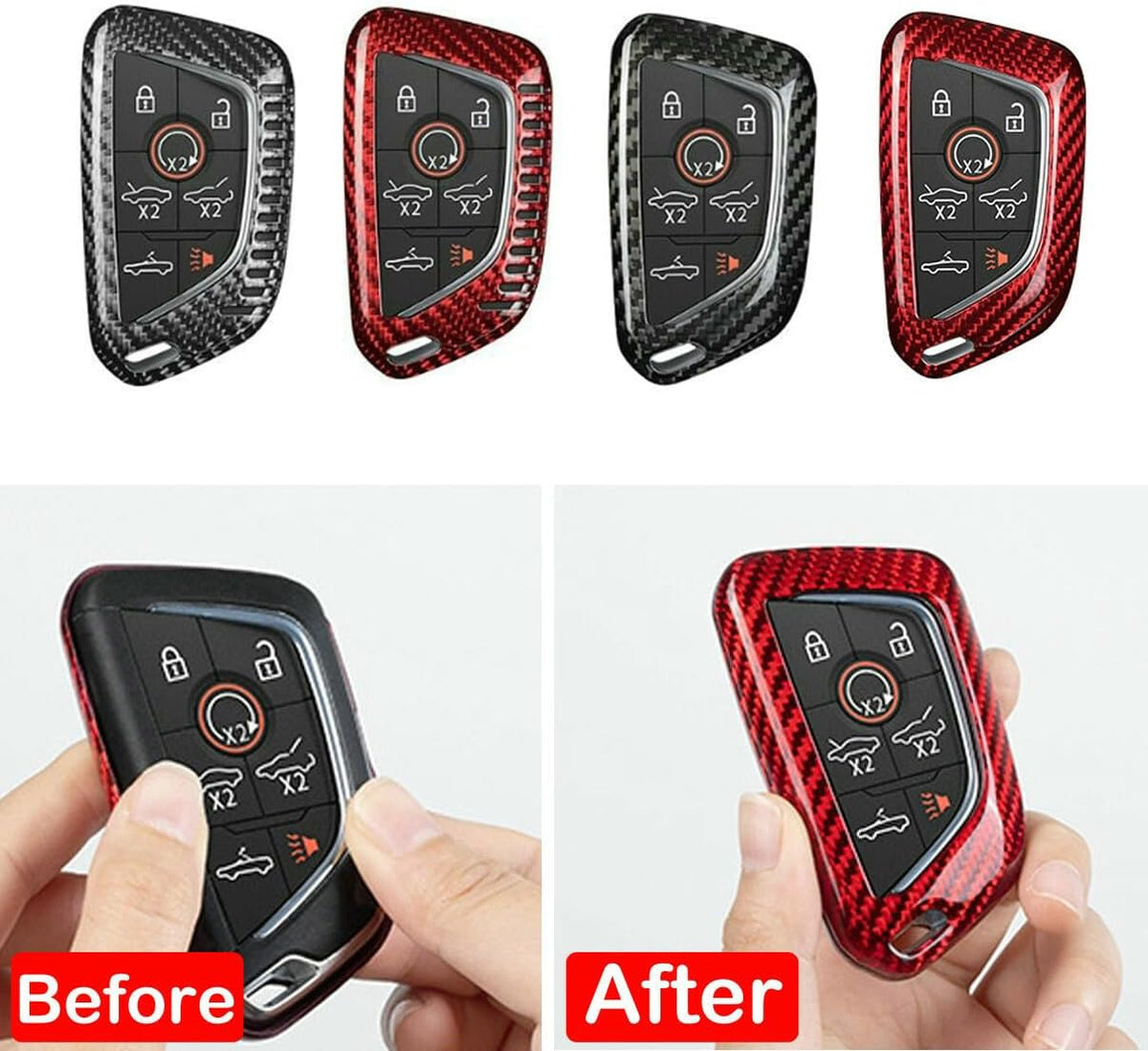ya 9 10.24 Carbon Fiber Car Remote Key Shell Case for Chevrolet for Corvette C8 Coupe