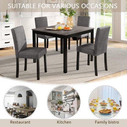 ya 28 10.13 baidi For Kitchen 5-Piece Wooden Dining Table Set - 4 Chairs, Wooden, Light Grey