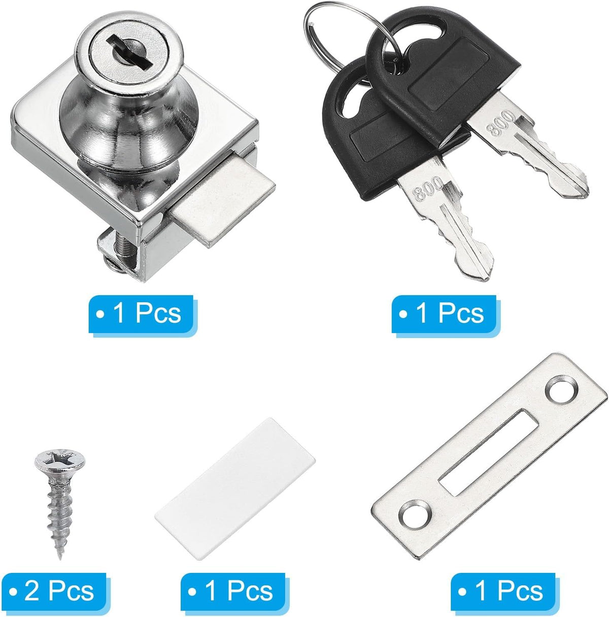 ya 26 10.21 baidi Glass Cabinet Lock, Keyed Different Single Swing Showcase Lock Thickened, Silver