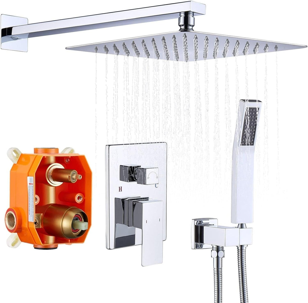ya 28 10.13 baidi 10 Mount Shower Chrome w/Rainfall & Handheld Combo