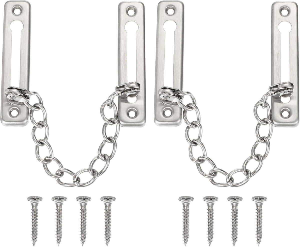ya 26 10.21 baidi 2 Pcs 3.98 x 1 Door Chain Lock Latch with Spring Button Silver