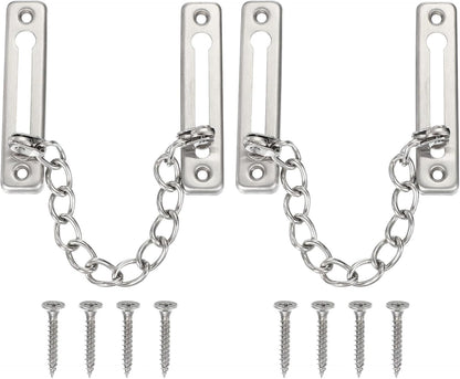 ya 26 10.21 baidi 2 Pcs 3.98 x 1 Door Chain Lock Latch with Spring Button Silver