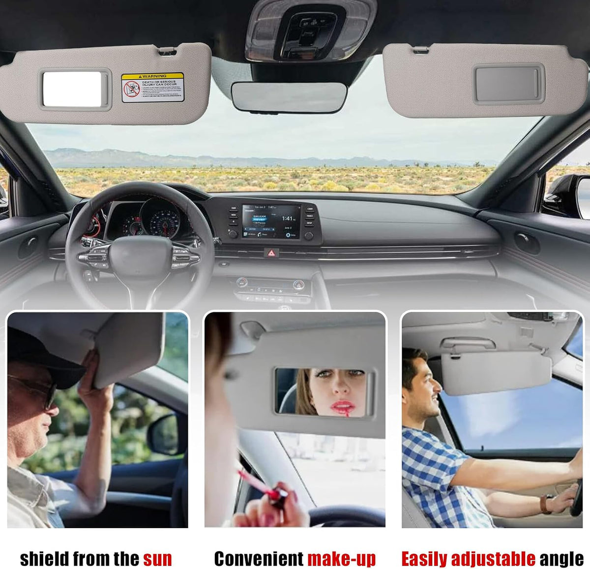 ya 11 9.14 baidi2X Left+Right W/Mirror Sun Visor for Hyundai for Elantra 2015 GLS Sedan 4-Door 1.8L