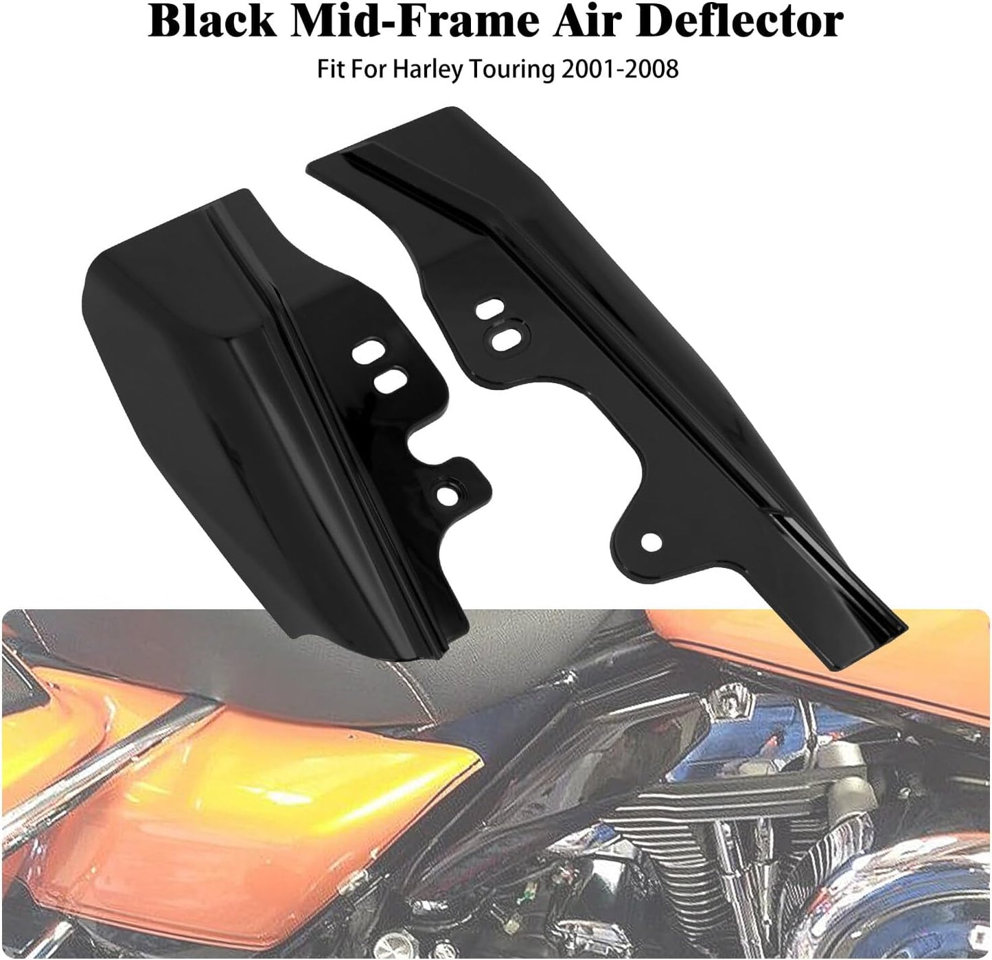 ya 7 8.24 baidi Black Mid-Frame Air Heat Deflectors for Harley Touring Electra Road Glide 01-08