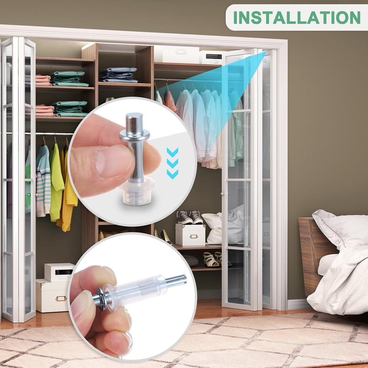 ya 26 10.21 baidi 4-Pack Folding Door Hardware, Folding Door Top Pivot Repair Kit-2