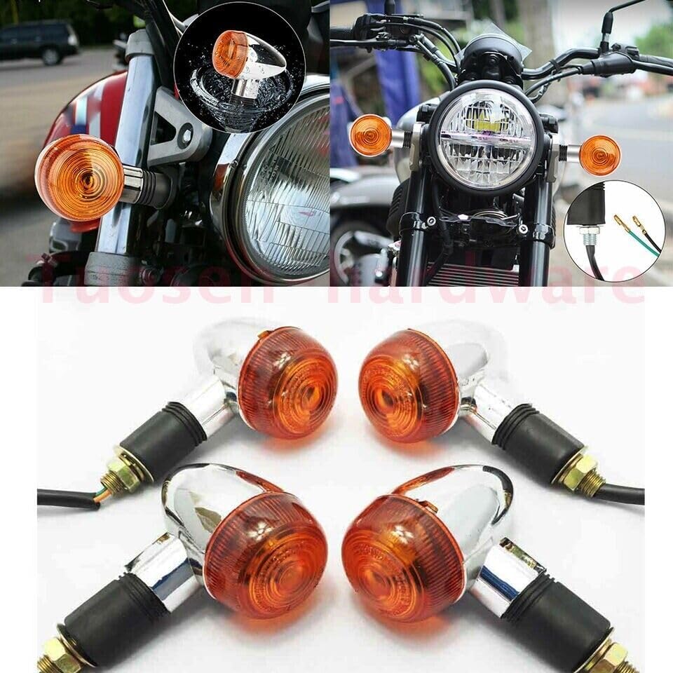 ya 4 8.24 baidi 4PCS Turn Signal Amber Lights for Honda Shadow VT ACE Aero Spirit VLX 600 750