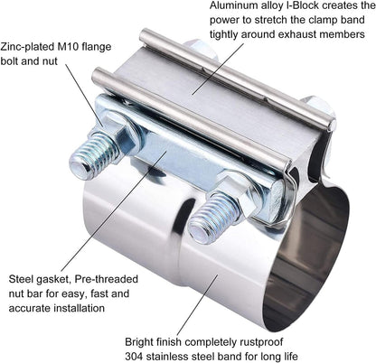 ya 5 8.24 baidi 2.5 inch ring joint exhaust band clamp for pipe repair 304 stainless steel 2 pieces 