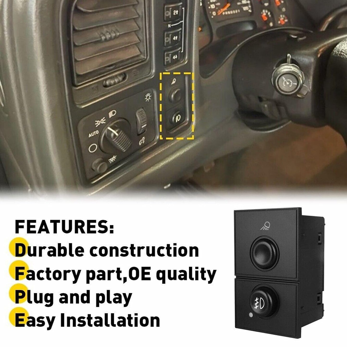 ya 6 8.24 baidi Fog Light Switch Fit 03-06 for Chevy Silverado Tahoe Avalanche for GMC Sierra Yukon at