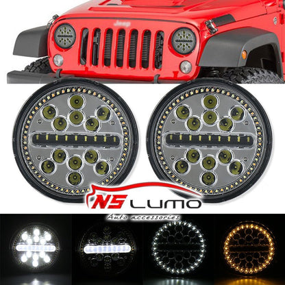ya 4 8.10 2x 7 inch LED Headlight High/Low Beam DRL Turn Signal Headlamp for Suzuki Samurai SJ410