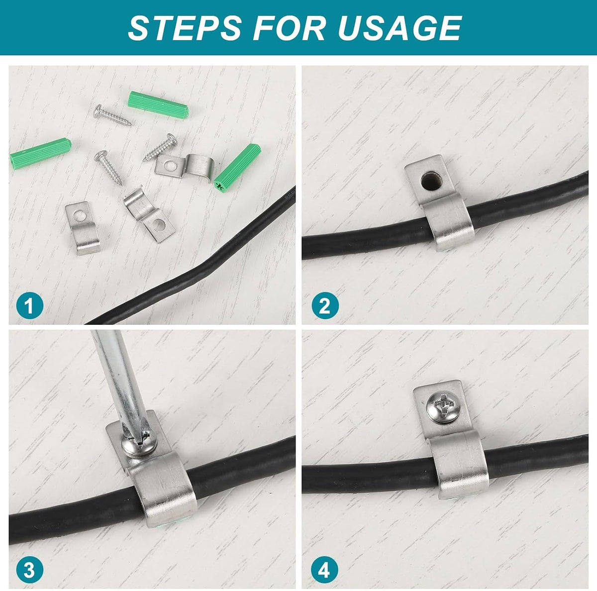 ya 26 10.21 baidi 20Pack Stainless Steel Pipe Strap Fit for 4x16mm Light Strip Cable Strap Clamp