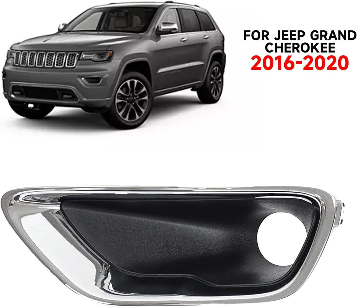 ya 4 8.24 baidi For 2016-2020 for Jeep Grand Cherokee Left+Right Front Fog Light Lamp Bezel Covers